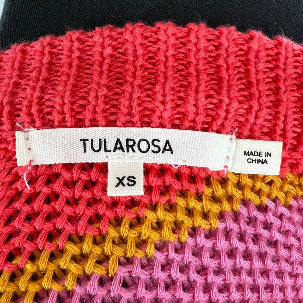 TULAROSA Dorado Sweater Pink Stripe One Shoulder Ribbed Knit Acrylic X-Small XS - Picture 4 of 6